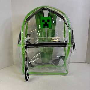 Minecraft Creeper Clear Backpack Bioworld Green Transparent School Bag 15 inch